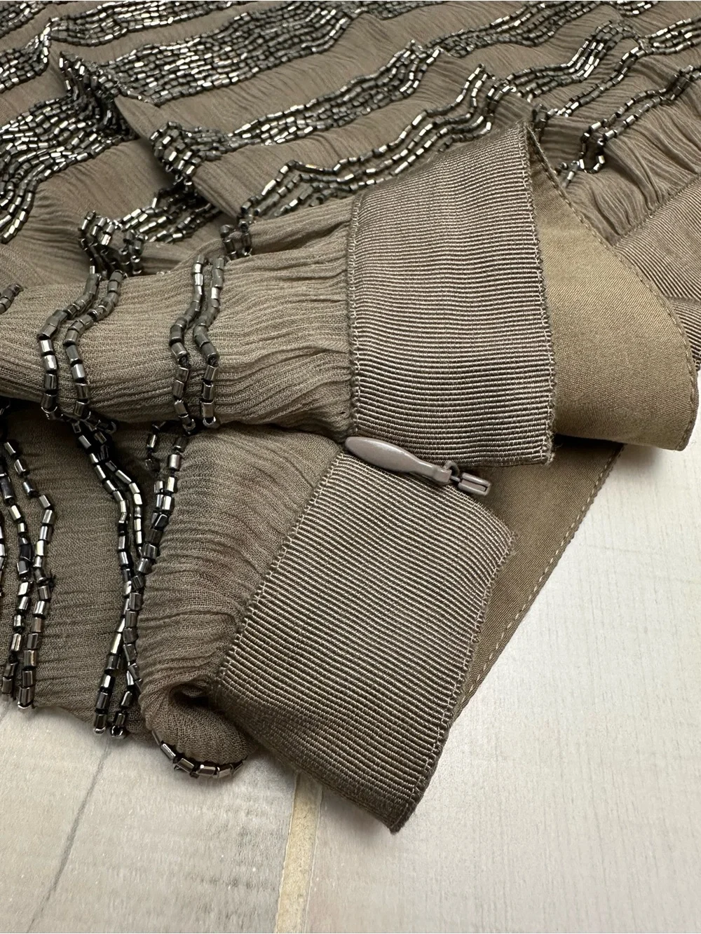 Club Monaco Taupe Beaded Silk Circle Skirt